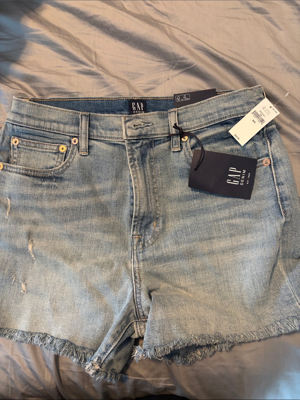 GAP Light Blue Denim Frayed Hem Shorts